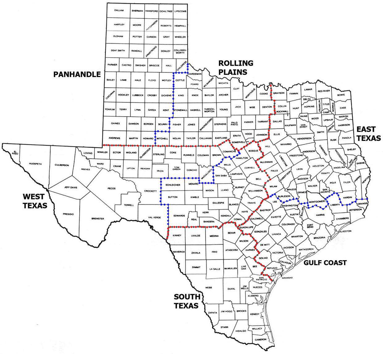 Texas Counties Map, texashuntingnews.com